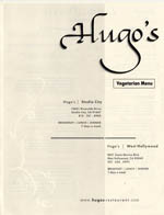 Hugo's - Vegetarian Menu