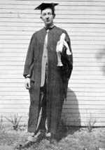 Harry Burnett in cap and gown on his graduation day from the University of Michigan in 1923